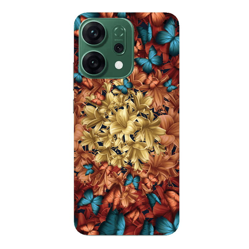 Oppo RENO 14 Blue butterflies Transparent Silicone TPU Θήκη